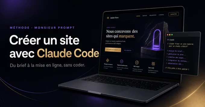 Schéma d'un site statique généré avec Claude Code, du brief au déploiement