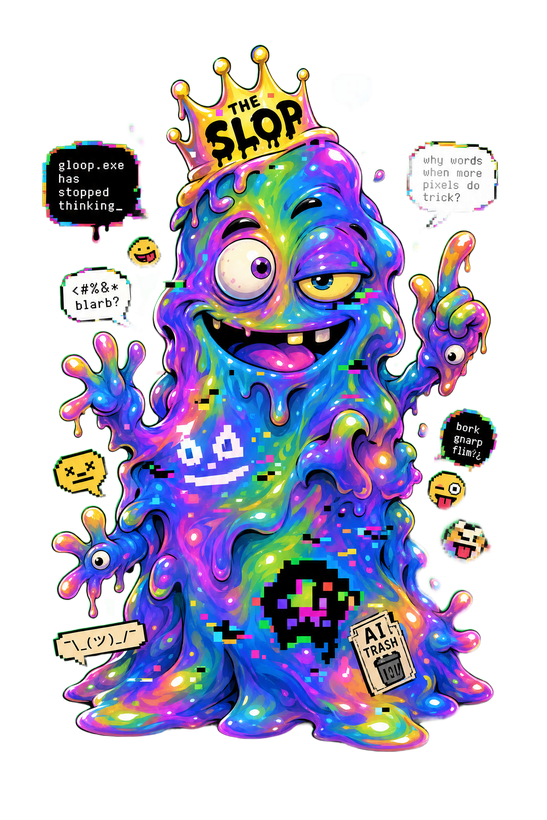 Sprite du Slop, blob glitch coloré, détouré